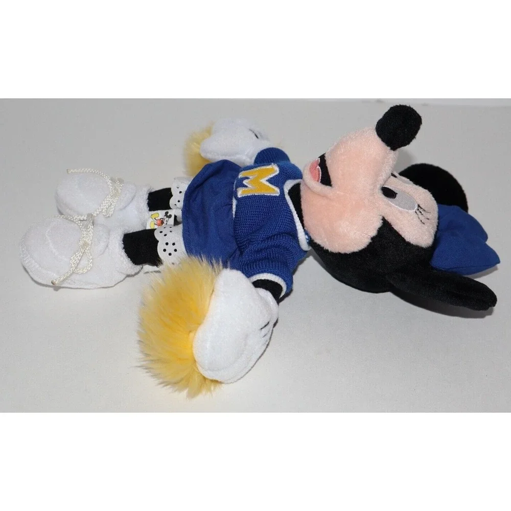 Walt Disney World Cheerleader Pom Poms Blue & Yellow Minnie Mouse Stuffed Plush